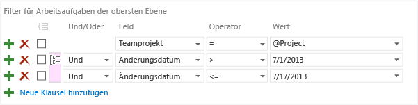 Auf der Grundlage eines Datumsbereichs filtern