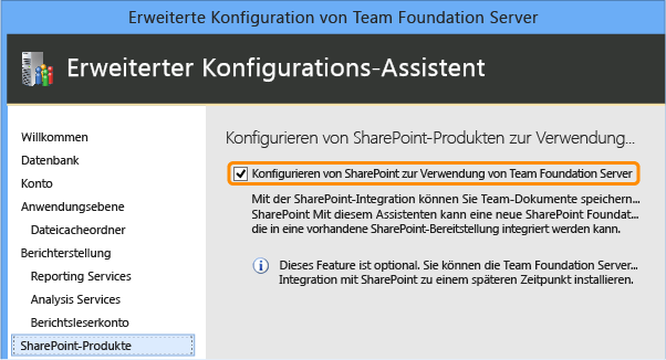 Konfigurieren von SharePoint auswählen