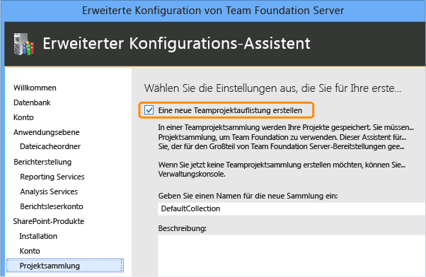 Eine neue Teamprojektauflistung erstellen