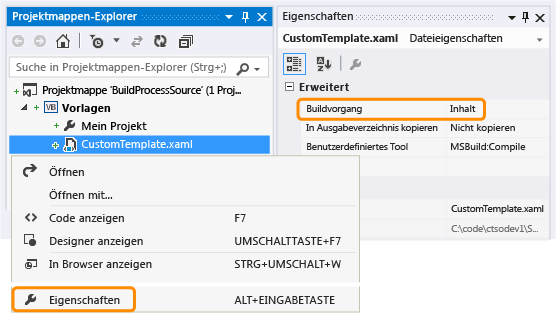 Buildvorgang auf "Inhalt" setzen