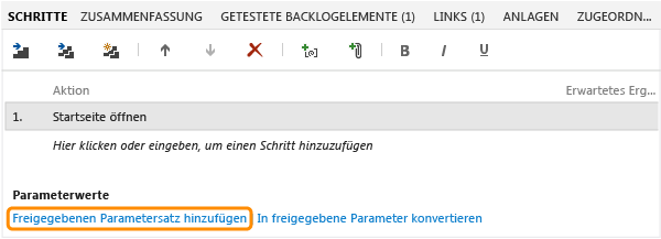 Klicken Sie in "Parameterwerte" auf "Hinzufügen"