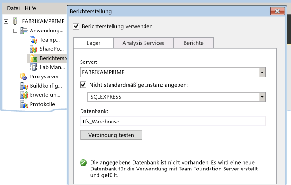 Den Standardnamen für die Datenbank verwenden