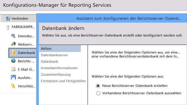 TFS benötigt diese Datenbank zur Berichterstellung