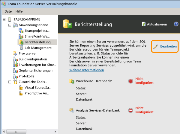 Informationen zur Konfiguration der Berichterstellung bearbeiten