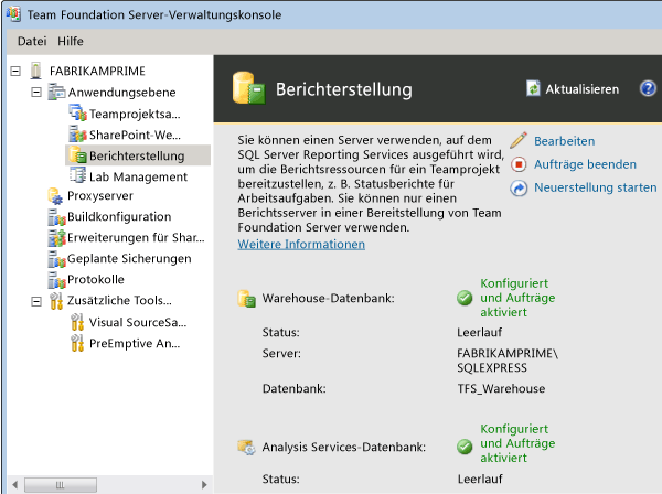 Statusinformationen für konfigurierte Dienste