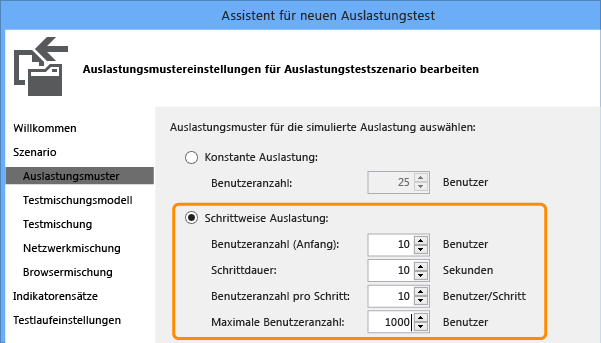 Configure the step pattern