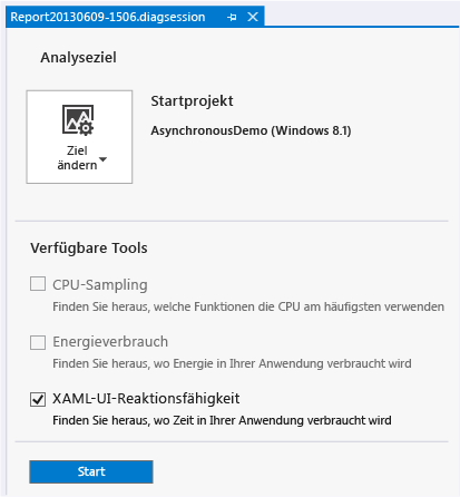 XAML-Profiler im Diagnosehub auswählen