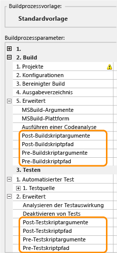 Skriptparameter in der Standardvorlage