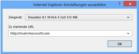 URL angeben, die in Internet Explorer angezeigt wird