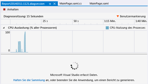 CpuUsage-Datensammlung anhalten