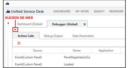 Expand the testing area in Debugger