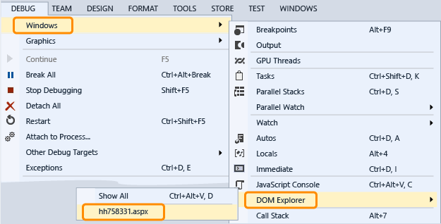 DOM Explorer öffnen