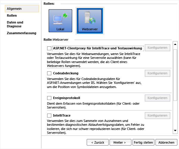 Wählen Sie die Diagnose für jede Computerrolle aus.