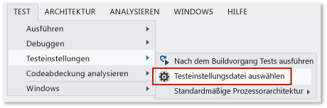 Unit und Coded UI für aktive Testeinstellungsdatei festlegen