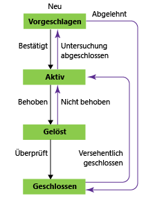 Fehlerworkflowstatus, CMMI-Prozessvorlage