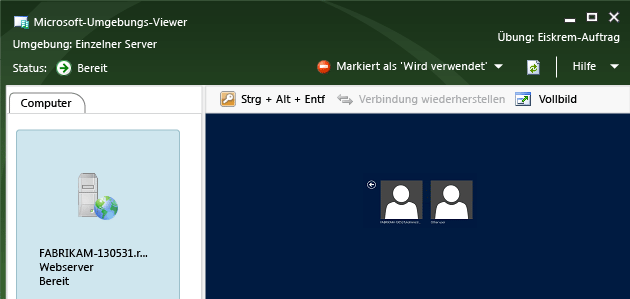 Wählen Sie im Viewer einen Computer aus, und melden Sie sich an.