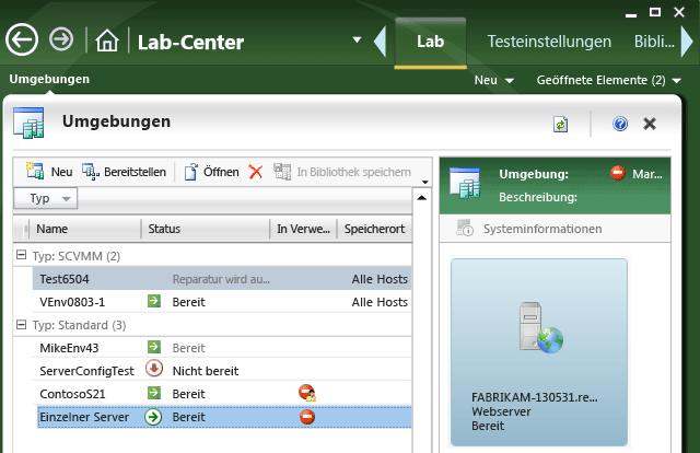 Lab-Umgebungen in Ihrem Projekt