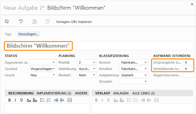 Arbeitsaufgabenformular - CMMI-Aufgabe