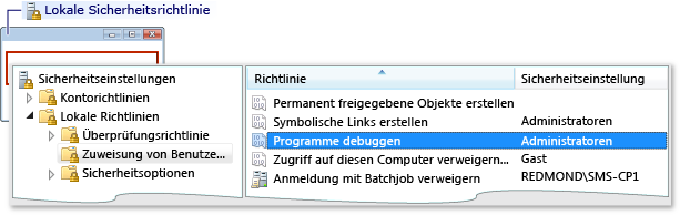 Benutzerrechte für Richtlinie zur lokalen Sicherheit