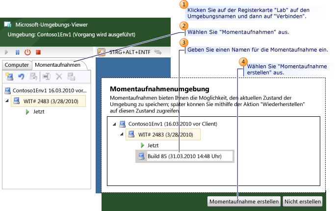 Schritte zum Aufzeichnen einer Momentaufnahme