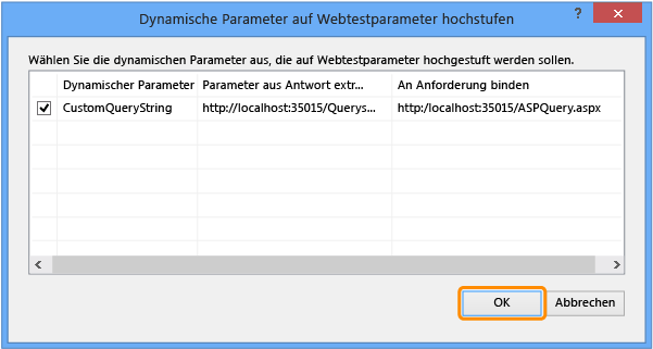 Erkannten dynamischen Parameter höher stufen