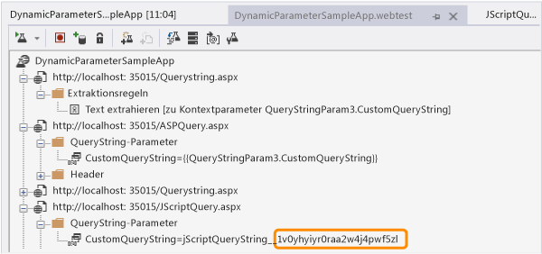 Vermuteter dynamischer Parameter in CustomQueryString