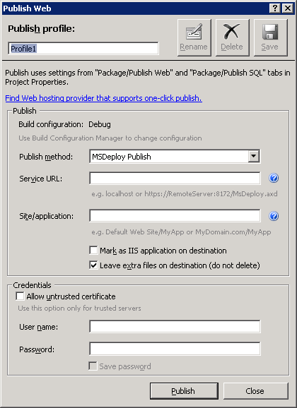 Dialogfeld "Profil veröffentlichen"