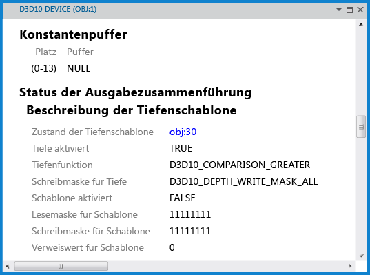 D3D10-Gerätefenster mit Informationen zur Tiefenschablone