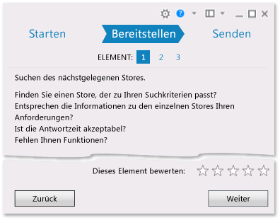 Seite "Bereitstellen" im Feedback-Client