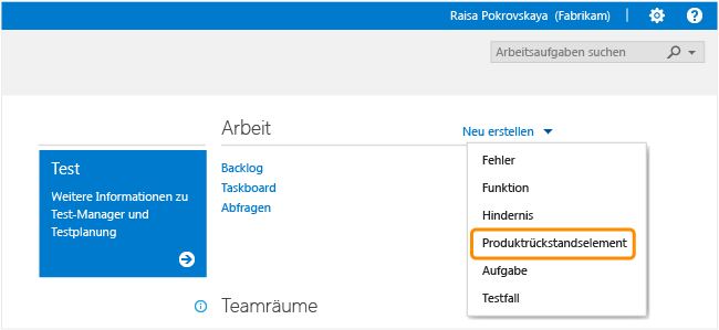 Homepage – Arbeitsaufgabe erstellen