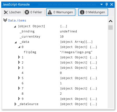 Fenster der JavaScript-Konsole