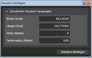 Simulator- Dialogfeld "Standort festlegen"