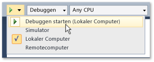 Starten Sie das Debuggen wählen Sie ein Ziel