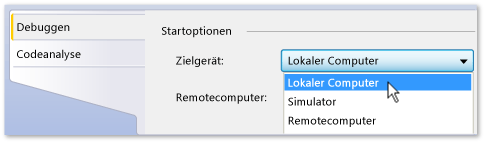 Projekteigenschaftenseite für C# und Visual Basic