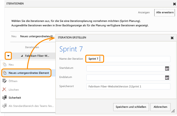 Sprint hinzufügen