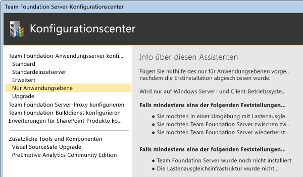 Hier wird die wiederhergestellte Konfigurationsdatenbank verwendet.