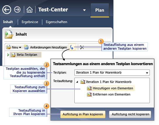 Testsammlungen aus einem anderen Testplan konvertieren