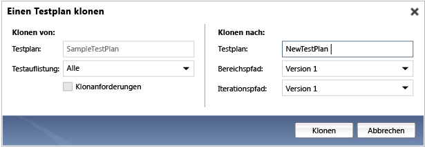 Testplan klonen