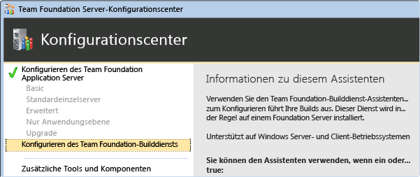 Assistenten zur Installation des TFS-Builds auswählen