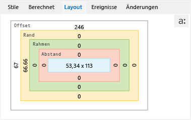 Registerkarte "Layout" des DOM Explorer