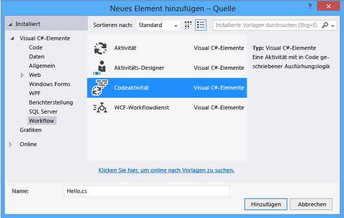 Neues Element hinzufügen