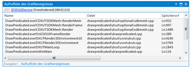 Die Aufrufliste vor einem DrawIndexed-Ereignis