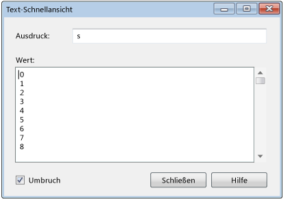 Text-Schnellansicht debuggen