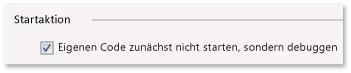 Eigenschaft zum Starten der Anwendung beim Debuggen in C#/VB