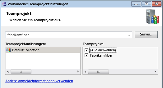 Vorhandenes Teamprojekt hinzufügen