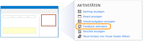 Link "Feedback anfordern" auf der Startseite