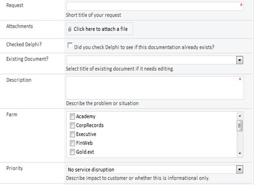 Figure 3. Request form