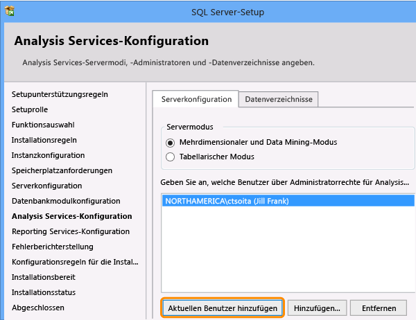 Analysis Services-Konfiguration