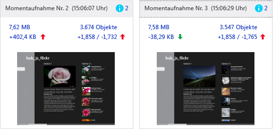 Zweite und dritte Momentaufnahme