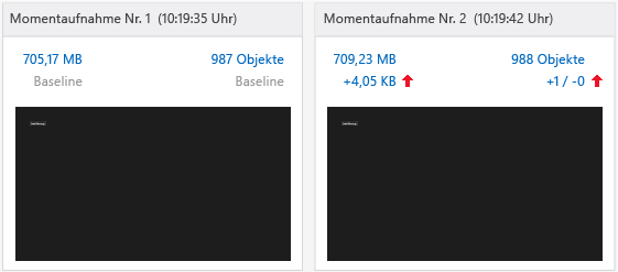 Baseline-Momentaufnahme und Momentaufnahme 2